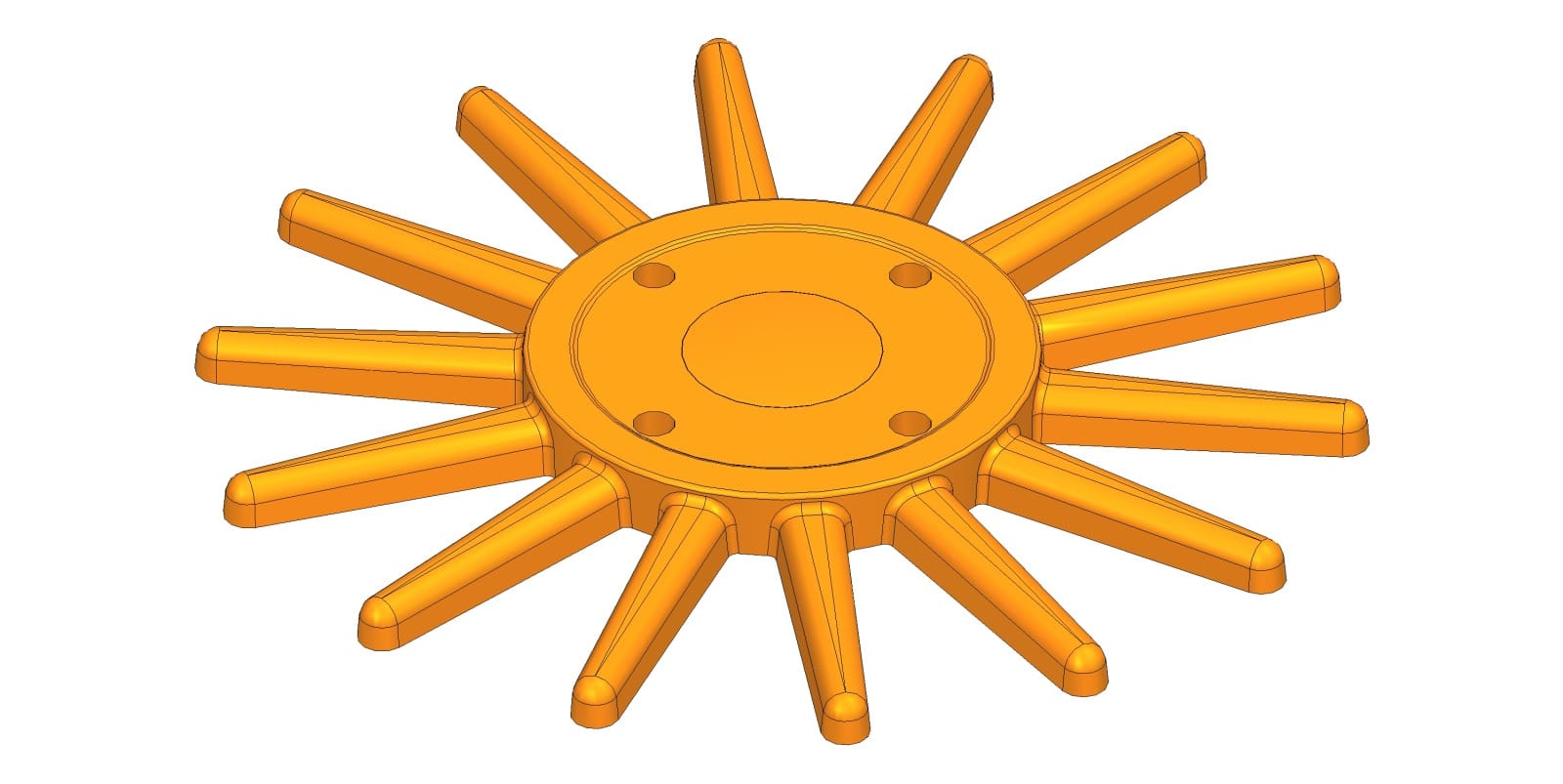 Etoile jaune polyuréthane Ø240mm, épaisseur 10mm, 14 doigts