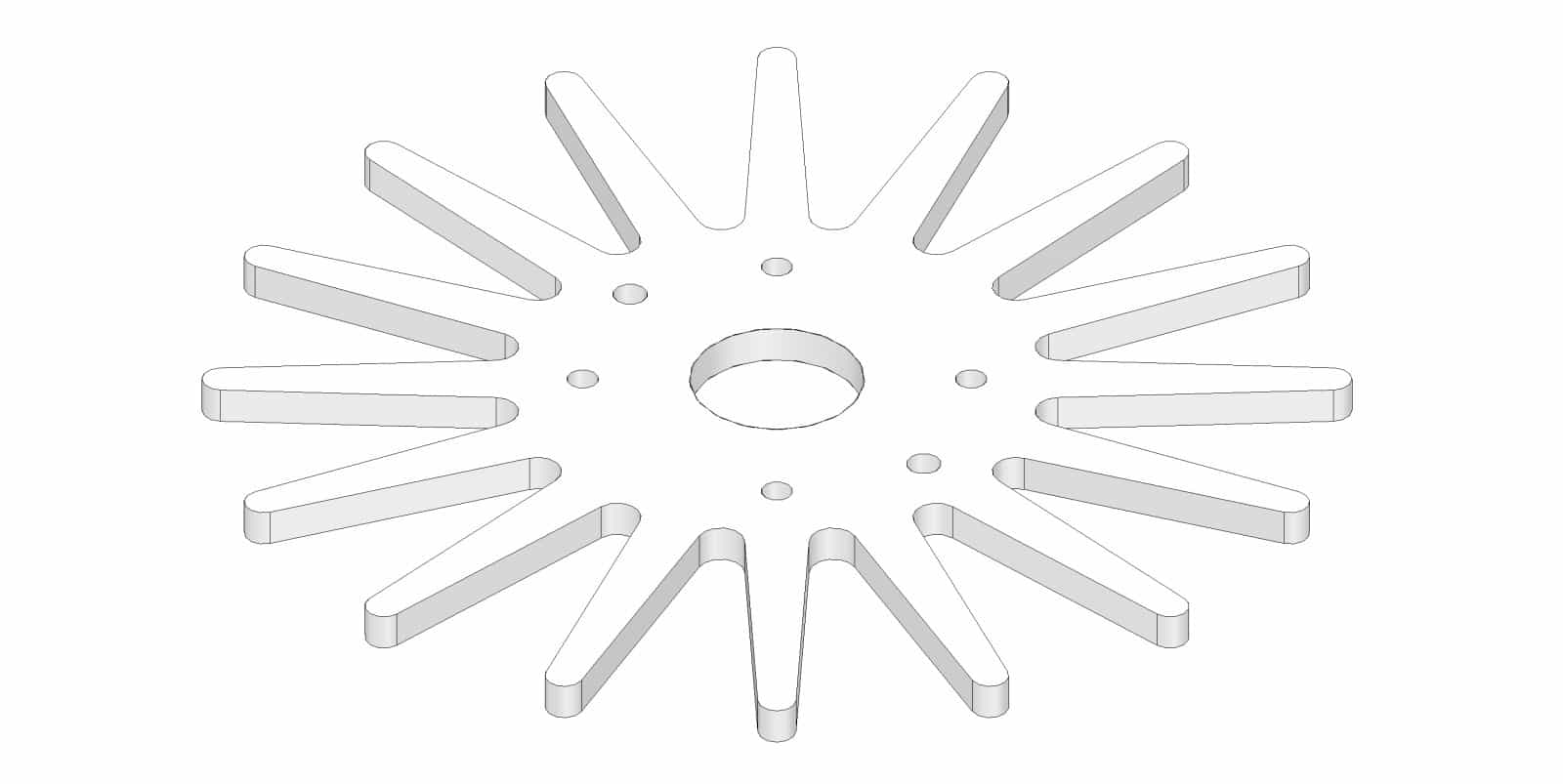 Etoile blanche polyuréthane Ø360mm, épaisseur 12mm, 16 doigts