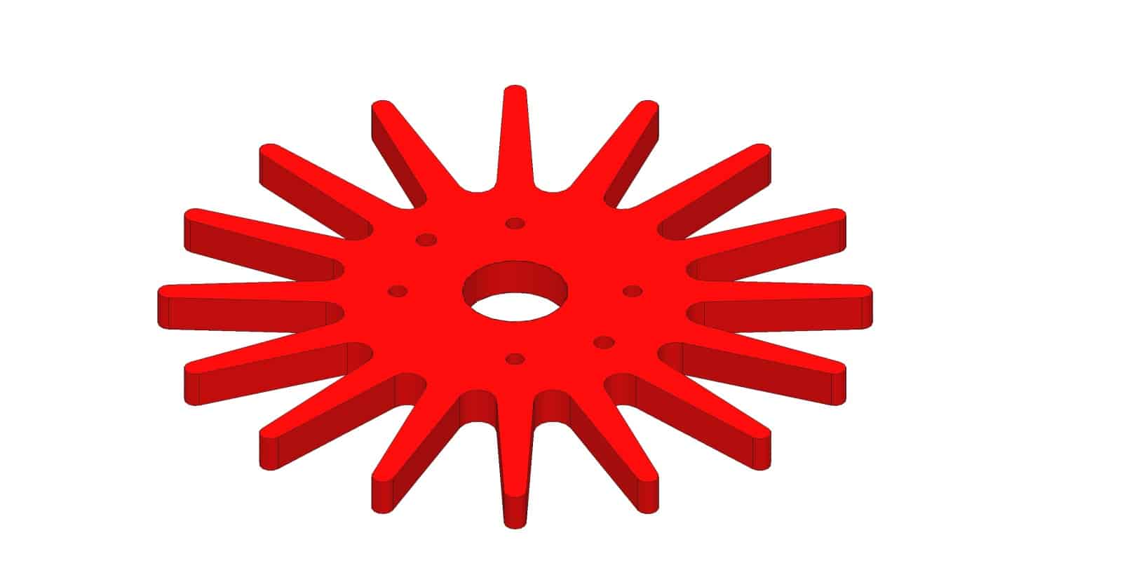 Etoile rouge polyuréthane Ø370mm, épaisseur 20mm, 16 doigts
